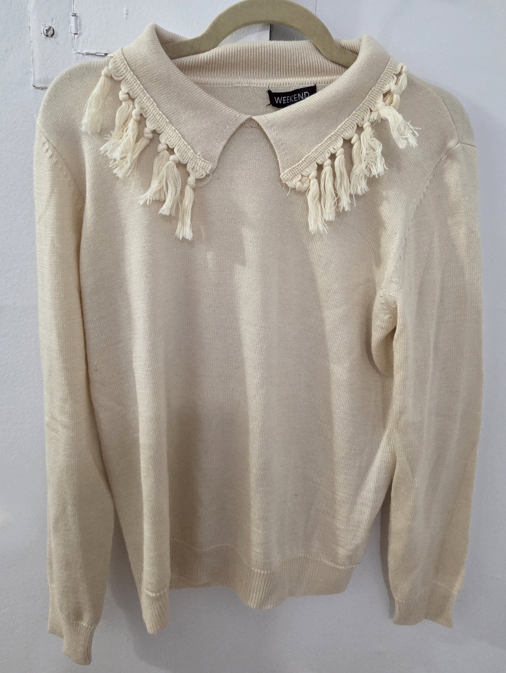 Weekend Tassel Collared Sweater